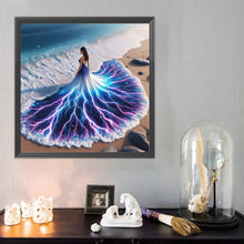 Load image into Gallery viewer, Diamond Painting - Full Round - Girl with back view on the seaside (40*40CM)