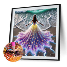 Load image into Gallery viewer, Diamond Painting - Full Round - Girl with back view on the seaside (40*40CM)