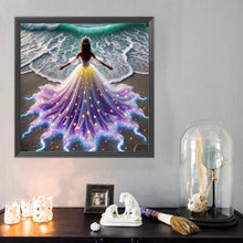 Load image into Gallery viewer, Diamond Painting - Full Round - Girl with back view on the seaside (40*40CM)