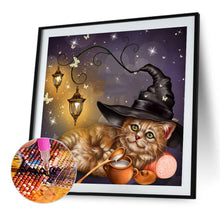 Load image into Gallery viewer, Diamond Painting - Full Round - Halloween reading cat (40*40CM)