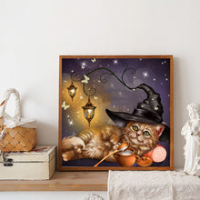 Load image into Gallery viewer, Diamond Painting - Full Round - Halloween reading cat (40*40CM)