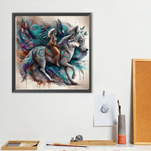 Load image into Gallery viewer, Diamond Painting - Full Round - Indian woman and wolf (40*40CM)