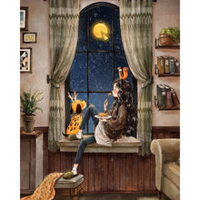 Load image into Gallery viewer, Diamond Painting - Full Round - Moon watching girl (40*50CM)