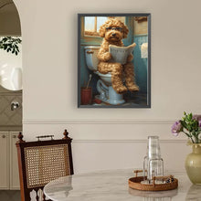 Load image into Gallery viewer, Diamond Painting - Full Round - Puppy sitting on the toilet (30*40CM)
