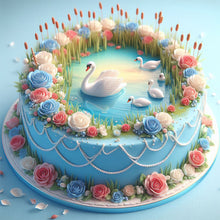 Load image into Gallery viewer, Diamond Painting - Full Round - Blue swan cake (30*30CM)
