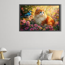 Load image into Gallery viewer, Diamond Painting - Full Round - Flower Blue Bird Orange Cat (60*40CM)