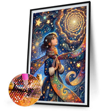 Load image into Gallery viewer, AB Diamond Painting - Full Round - Girl and cat under the starry sky (40*60CM)