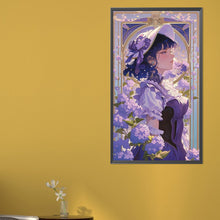 Load image into Gallery viewer, AB Diamond Painting - Full Round - Purple hydrangea girl (40*70CM)