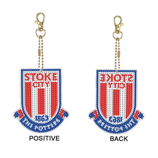 PET Double Sided Special Shaped Stoke City Football Club DIY Diamond Art Keyring