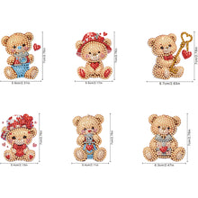 Load image into Gallery viewer, 6Pcs Acrylic Valentine Day Love Bear Diamond Art Refrigerator Magnets Sticker