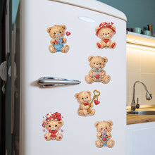 Load image into Gallery viewer, 6Pcs Acrylic Valentine Day Love Bear Diamond Art Refrigerator Magnets Sticker