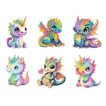 Load image into Gallery viewer, 6Pcs Acrylic Dinosaur DIY Diamond Art Refrigerator Magnets Sticker for Beginners