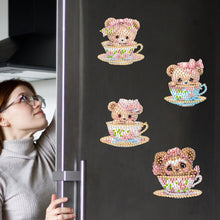 Load image into Gallery viewer, 5Pcs Porcelain Cup Bear Diamond Art Fridge Magnet Diamond Painting Fridge Magnet