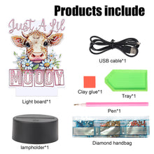 Load image into Gallery viewer, Acrylic Double Sided Diamond Painting LED Night Light for Adults Beginner(Cow)