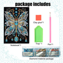 Load image into Gallery viewer, DIY Diamond Art Diary Book Journal Notebook 60 Pages A5 Diary(Gem Butterfly)