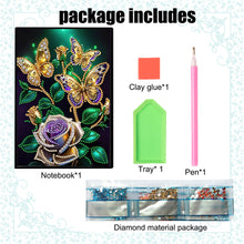Load image into Gallery viewer, DIY Diamond Art Diary Book Journal Notebook 60 Pages A5 Diary(Butterfly Rose)