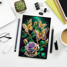 Load image into Gallery viewer, DIY Diamond Art Diary Book Journal Notebook 60 Pages A5 Diary(Butterfly Rose)