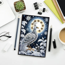 Load image into Gallery viewer, DIY Diamond Art Diary Book Journal Notebook 60 Pages A5 Diary(Snow Peacock)