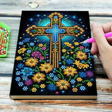 Load image into Gallery viewer, DIY Diamond Art Diary Book Journal Notebook 60 Pages A5 Diary (Flower Cross)