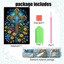 Load image into Gallery viewer, DIY Diamond Art Diary Book Journal Notebook 60 Pages A5 Diary (Flower Cross)