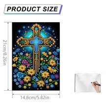 Load image into Gallery viewer, DIY Diamond Art Diary Book Journal Notebook 60 Pages A5 Diary (Flower Cross)