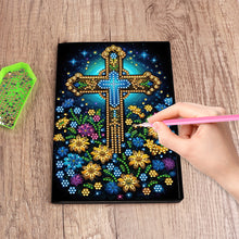 Load image into Gallery viewer, DIY Diamond Art Diary Book Journal Notebook 60 Pages A5 Diary (Flower Cross)