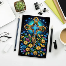 Load image into Gallery viewer, DIY Diamond Art Diary Book Journal Notebook 60 Pages A5 Diary (Flower Cross)