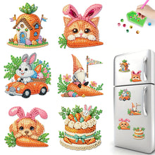 Load image into Gallery viewer, 6Pcs Easter Carrot Rabbit Diamond Painting Fridge Magnet for Adults Beginners