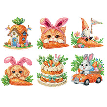 Load image into Gallery viewer, 6Pcs Easter Carrot Rabbit Diamond Painting Fridge Magnet for Adults Beginners
