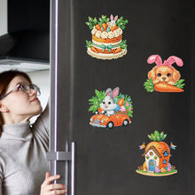 Load image into Gallery viewer, 6Pcs Easter Carrot Rabbit Diamond Painting Fridge Magnet for Adults Beginners