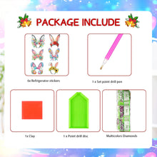 Load image into Gallery viewer, 6Pcs Easter Rabbit Ears Diamond Painting Fridge Magnet for Adults Beginners