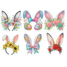 Load image into Gallery viewer, 6Pcs Easter Rabbit Ears Diamond Painting Fridge Magnet for Adults Beginners