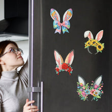 Load image into Gallery viewer, 6Pcs Easter Rabbit Ears Diamond Painting Fridge Magnet for Adults Beginners