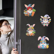 Load image into Gallery viewer, 6Pcs Easter Rabbit Gnome Diamond Painting Fridge Magnet for Adults Beginners