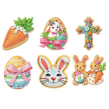 Load image into Gallery viewer, 6Pcs Happy Easter 5D DIY Diamond Painting Fridge Magnet for Adults Beginners