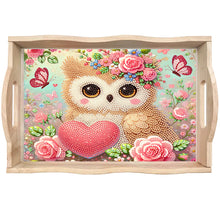 Load image into Gallery viewer, Wood Love Owl 5D Diamond Painting Tray Art Craft for Desk Coffee Table