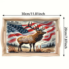 Load image into Gallery viewer, Wood Flag And Deer 5D Diamond Painting Tray Art Craft for Desk Coffee Table