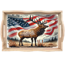 Load image into Gallery viewer, Wood Flag And Deer 5D Diamond Painting Tray Art Craft for Desk Coffee Table
