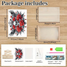 Load image into Gallery viewer, Wood Skull Red Rose 5D Diamond Painting Tray Art Craft for Desk Coffee Table