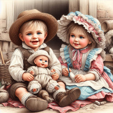 Load image into Gallery viewer, Diamond Painting - Full Round - Doll boy and girl (40*40CM)