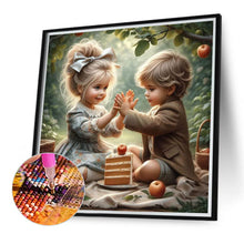 Load image into Gallery viewer, Diamond Painting - Full Round - Girl and boy on picnic (40*40CM)