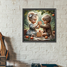 Load image into Gallery viewer, Diamond Painting - Full Round - Girl and boy on picnic (40*40CM)