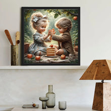 Load image into Gallery viewer, Diamond Painting - Full Round - Girl and boy on picnic (40*40CM)