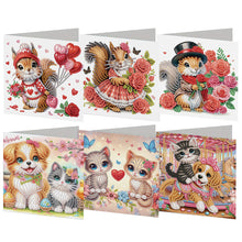 Load image into Gallery viewer, 6Pcs Valentines Day Angel DIY Diamond Painting Card Rhinestone Painting Card Kit