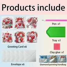 Load image into Gallery viewer, 6Pcs Valentines Day Angel DIY Diamond Painting Card Rhinestone Painting Card Kit