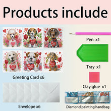 Load image into Gallery viewer, 6Pcs Valentines Day Angel DIY Diamond Painting Card Rhinestone Painting Card Kit