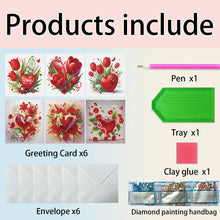 Load image into Gallery viewer, 6Pcs Valentines Day Angel DIY Diamond Painting Card Rhinestone Painting Card Kit