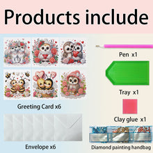 Load image into Gallery viewer, 6Pcs Valentines Day Angel DIY Diamond Painting Card Rhinestone Painting Card Kit