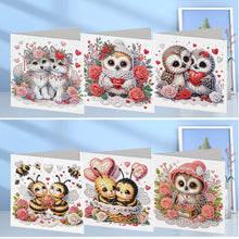 Load image into Gallery viewer, 6Pcs Valentines Day Angel DIY Diamond Painting Card Rhinestone Painting Card Kit