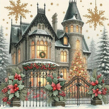 Load image into Gallery viewer, Diamond Painting - Full Round - Winter villa house (30*30CM)